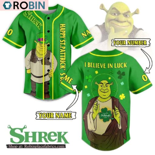 Shrek I Believe In Luck St Patricks Day Baseball Jersey
