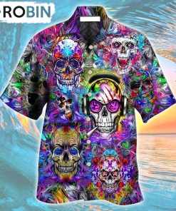 Skull Colorful Flowers Hawaiian Shirt, Gìt for Summer Shirt