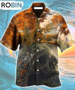 Skull Into The Forest I Go Hiking Lover Camping Hawaiian Shirt, Gìt for Summer Shirt