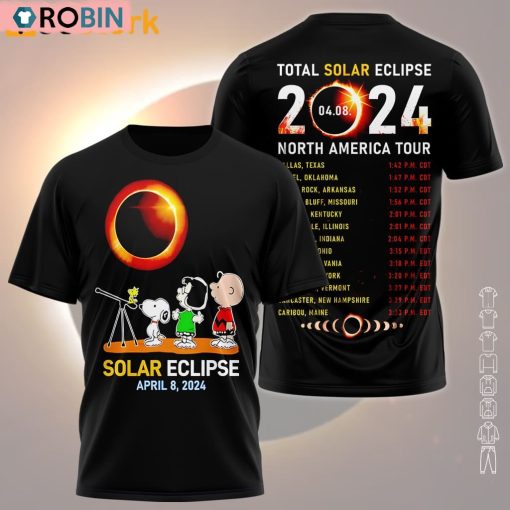 Snoopy Total Solar Eclipse April 8 2024 North Ameria Tour Shirt