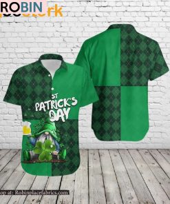 St Patricks Day Gnome Drinking Beer Hawaiian Shirt