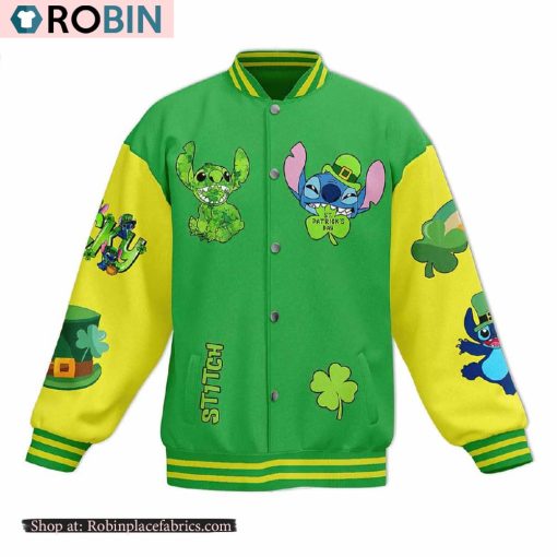 Stitch Let the Shenanigans Begin St Patricks Day Baseball Jacket