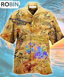 Trumpet Music Vintage Life Peace Hawaiian Shirt, Gìt for Summer Shirt