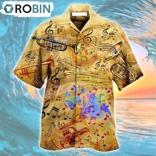 Trumpet Music Vintage Life Peace Hawaiian Shirt, Gìt for Summer Shirt