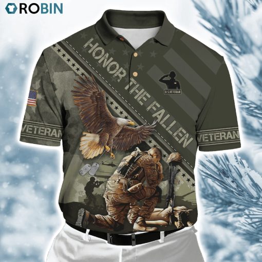 Us Veteran Eagle Honor The Fallen Ver6 Polo Shirt