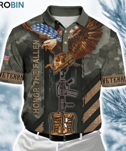 Us Veteran Eagle Honor The Fallen Ver8 Polo Shirt