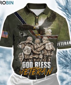 Us Veteran God Bless Veteran Eagle Solider ver2 Polo Shirt