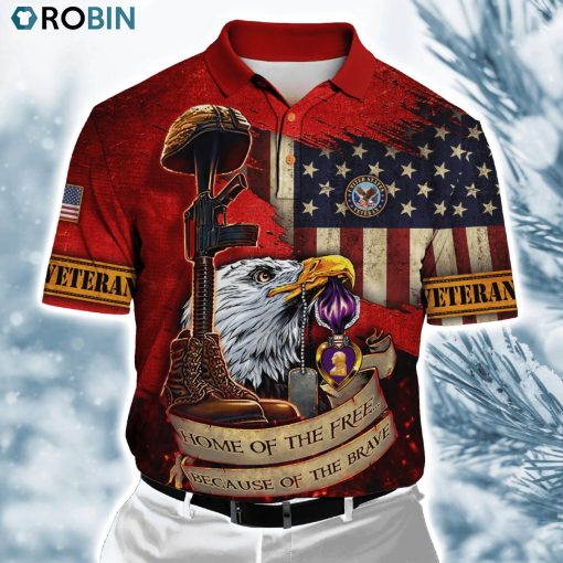 Us Veteran Home Of The Free ver1 Polo Shirt