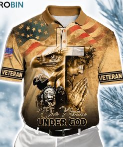 Us Veteran One Nation Under God Polo Shirt