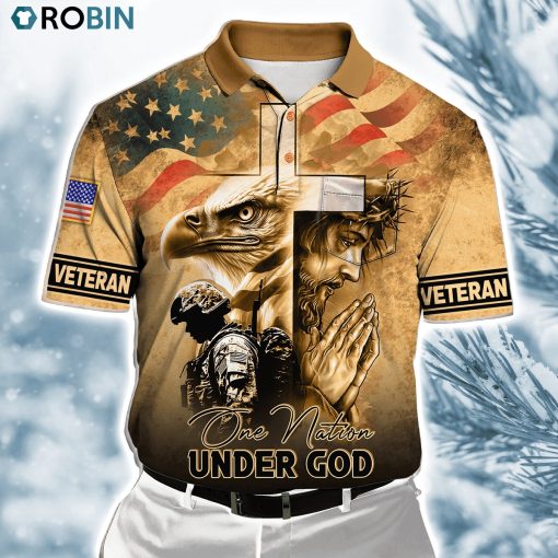 Us Veteran One Nation Under God Polo Shirt
