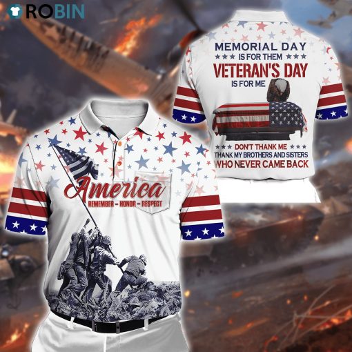 Us Veteran Remember Honor Respect Polo Shirt