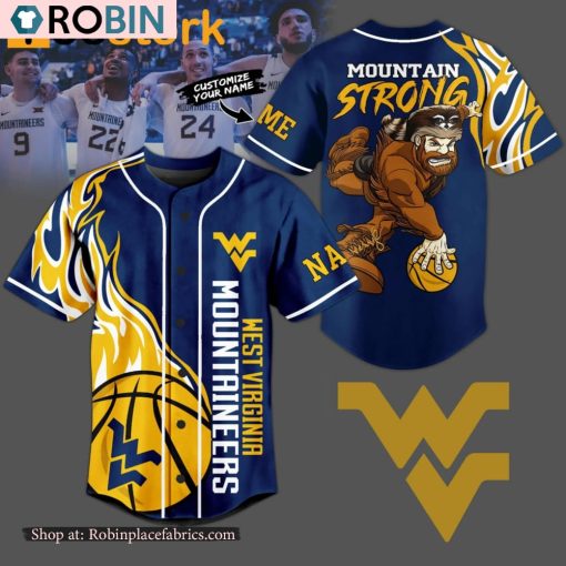 West Virginia Mountaineers Mountain Strong Custom Baseball Jersey