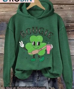 Women’s St Patricks Day Bougie Shamrock Print Hoodie