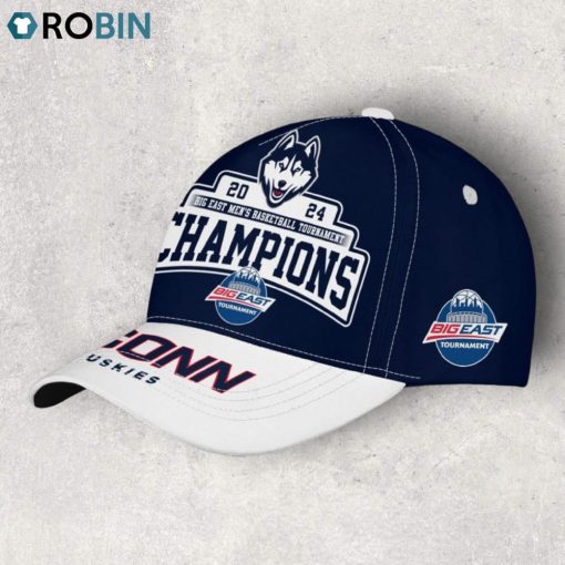2024 Big East Men’s Basketball Tournament Champions Uconn Huskies Classic Cap   Navy