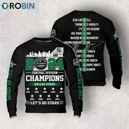 2024 Central Division Champions Dallas Stars Let’s Go Stars Hoodie   Black
