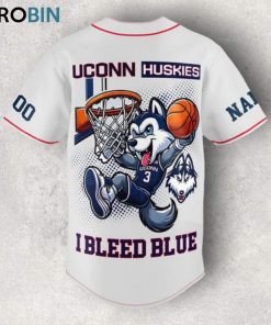 2024 NCAA Men’s Basketball Champions Uconn Huskies Bleed Blue Custom Baseball Jersey Shirt Style   White
