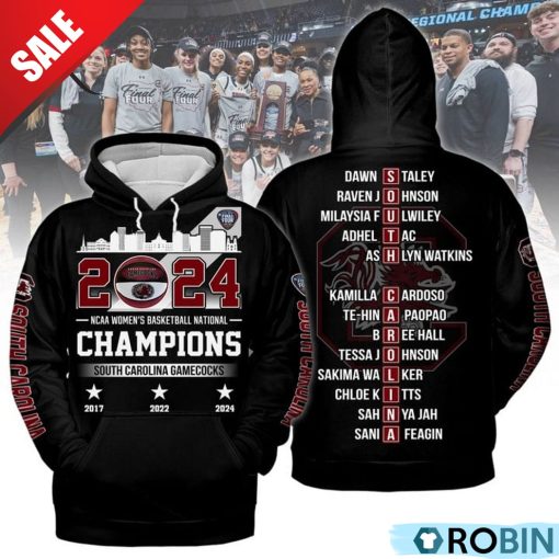 2024 NCAA Women’s Basketball National Champions South Carolina Gamecocks Hoodie – Black