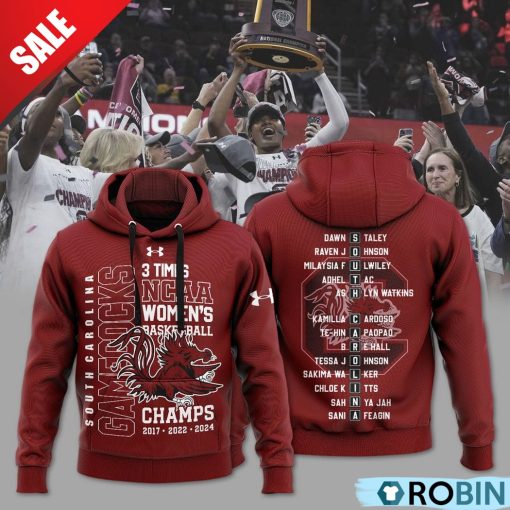 3 Time Champions South Carolina Gamecocks 2024 NCAA Women’s Basketball National Hoodie