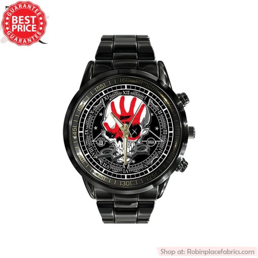 Five Finger Death Punch Printed Black Stainless Steel Watch