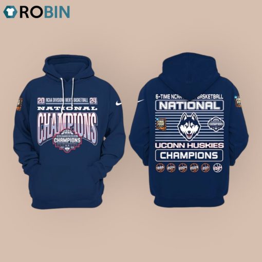 6 Time NCAA Men’s Basketball National Uconn Huskies Champions 3D Hoodie and Zip up