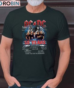 Acdc Band 50th Anniversary Shirt, Rock And Roll Short Sleeve Tee Tops Acdc Band 50th Anniversary Shirt, Rock And Roll Short Sleeve Tee Tops