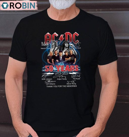 Acdc Band 50th Anniversary Shirt, Rock And Roll Short Sleeve Tee Tops