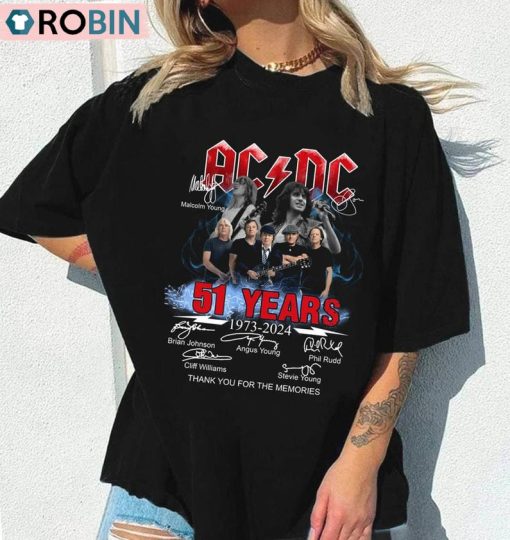 Acdc Rock Band 51st Anniversary Shirt, Acdc Band Short Sleeve Tee Tops