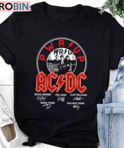 Acdc Rock Band Signatures Shirt, Acdc Pwr Up Tour 2024 Unisex Hoodie Short Sleeve