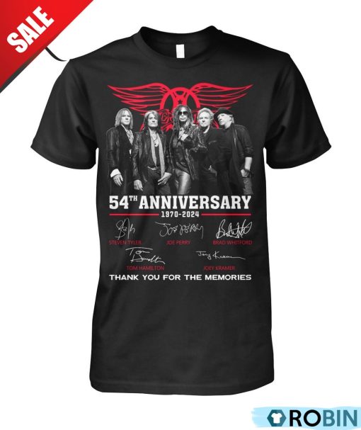 Aerosmith 54th Anniversary 1970-2024 Thank You For The Memories Unisex Shirt, Hoodie