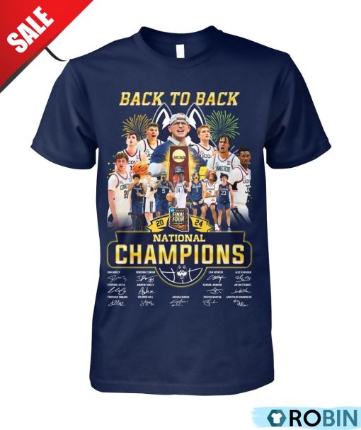 Back To Back 2024 National Champions Uconn Huskies Unisex Shirt, Hoodie