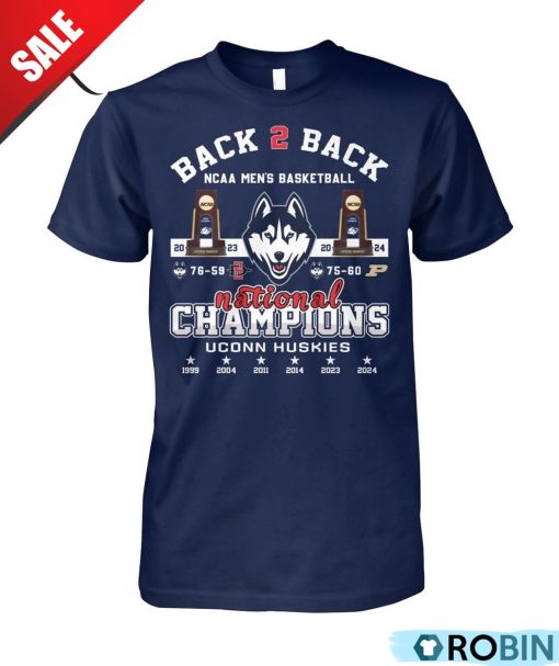 Back To Back NCAA Men’s Basketball National Champions 2023-2024 Uconn Huskies Unisex Shirt, Hoodie