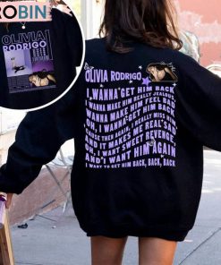 Cheap Guts Album Get Him Back Lyrics Shirt, Olivia Rodrigo Short Sleeve Long Sleeve
