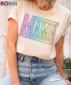 Checkered Mom Shirt, Retro Mama Checkered Crewneck Sweatshirt Long Sleeve Checkered Mom Shirt, Retro Mama Checkered Crewneck Sweatshirt Long Sleeve