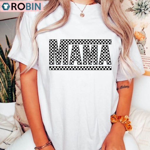 Comfort Checkered Mom Shirt, Retro Mama Unisex T Shirt Short Sleeve