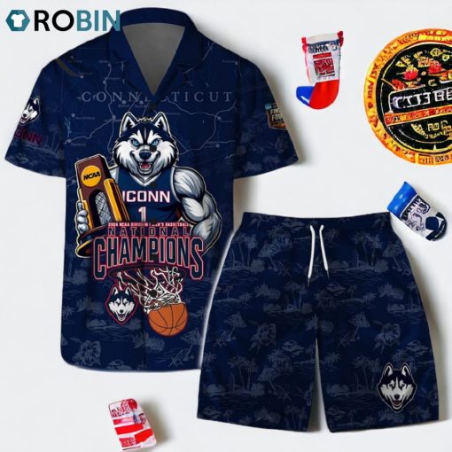 Connecticut 2024 NCAA Division Men’s Basketball National Champions Uconn Huskies Hawaiian Set