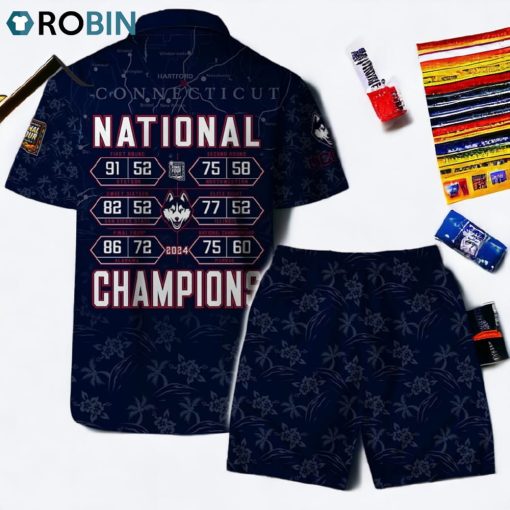 Connecticut National Champions Uconn Huskies 2024 Hawaiian Set