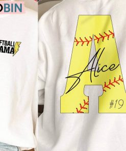 Custom Softball Mama Shirt , Softball Alphabet Number Crewneck Sweatshirt Hoodie