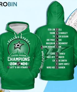 Dallas Stars Central Division Champions 23 24 Let’s Go Stars Hoodie   Green
