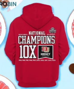 Denver Hockey NCAA Men’s National Ice Hockey National Champions X10 Hoodie, Cap   Red