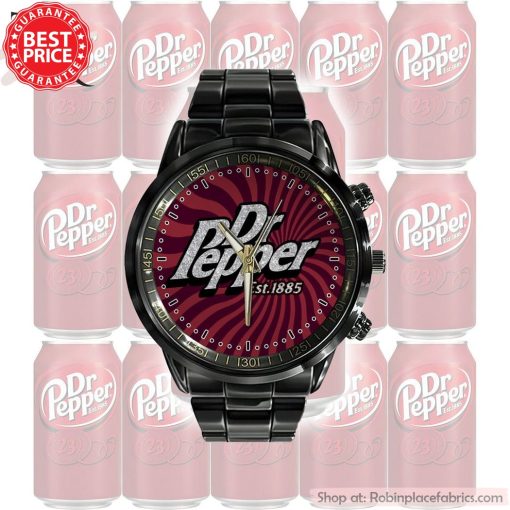 Dr Pepper Black Stainless Steel Watch