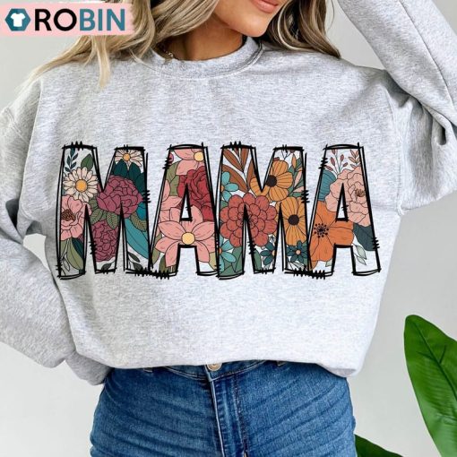 Floral Mama Shirt, Mama Flower Groovy Tee Tops T-Shirt