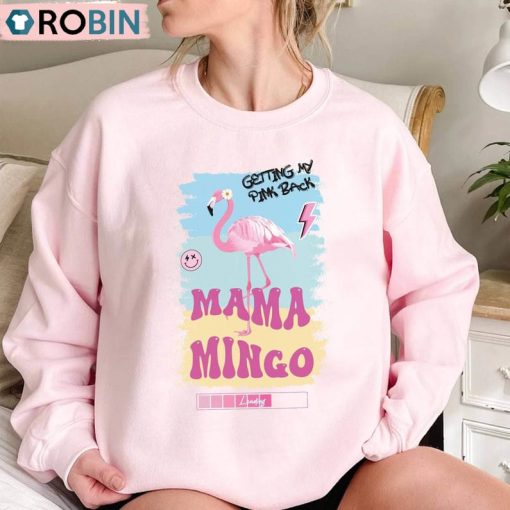Getting My Pink Back Mama Flamingo Shirt, Retro Short Sleeve Sweater