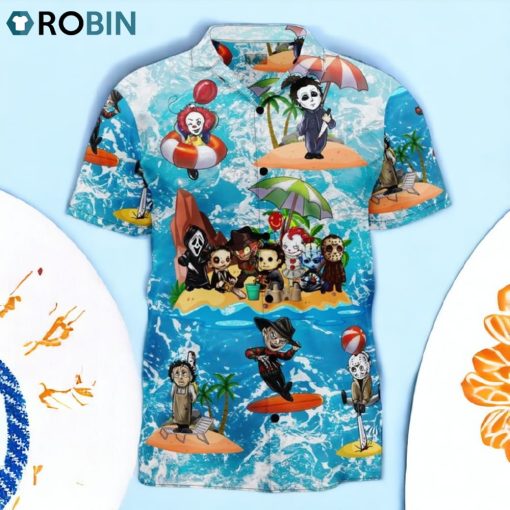 Horror Movie Icons Enjoying Summer Hawaiian Shirt