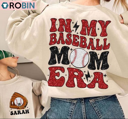 In My Baseball Mom Era Sweatshirt, Baseball Numbers Long Sleeve Tee Tops