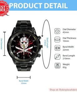 Jason Voorhees Black Stainless Steel Watch