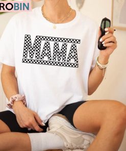 Mama Checkered Funny Shirt, Mothers Day Crewneck Sweatshirt Long Sleeve