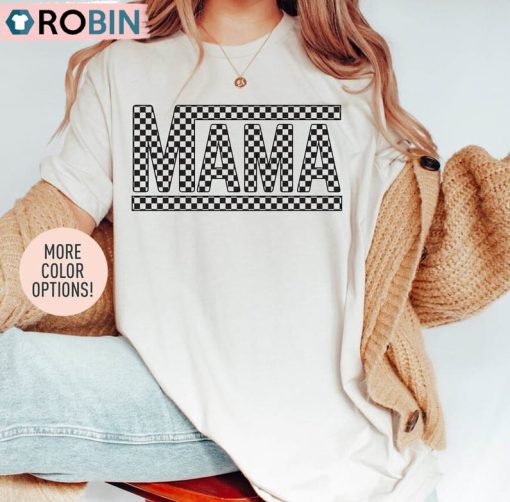 Mama Checkered Funny Shirt, Mothers Day Crewneck Sweatshirt Long Sleeve