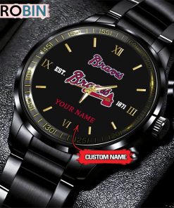 MLB Atlanta Braves Black Stainless Steel Watch