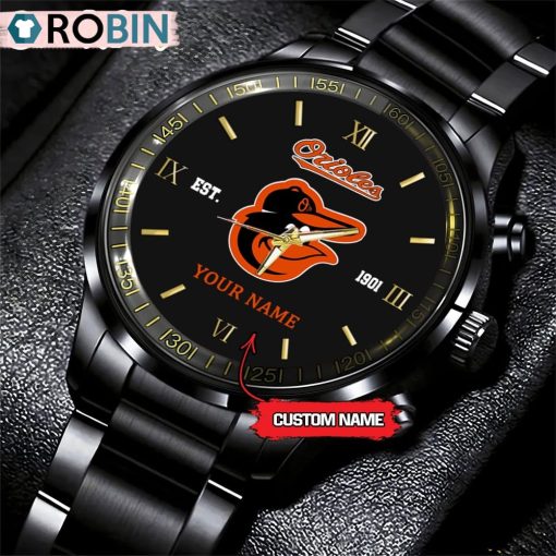 MLB Baltimore Orioles Black Stainless Steel Watch
