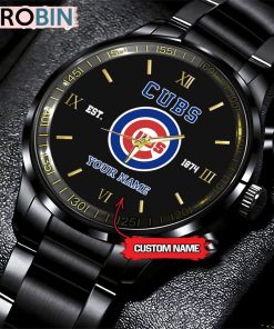 MLB Chicago Cubs Black Stainless Steel Watch